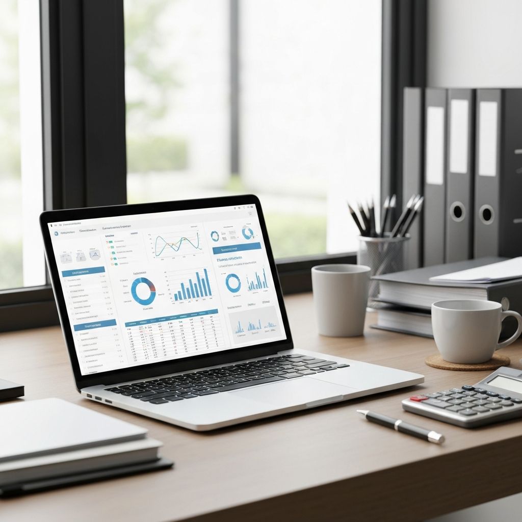 SHIRO bookkeeping workspace with financial dashboard on laptop